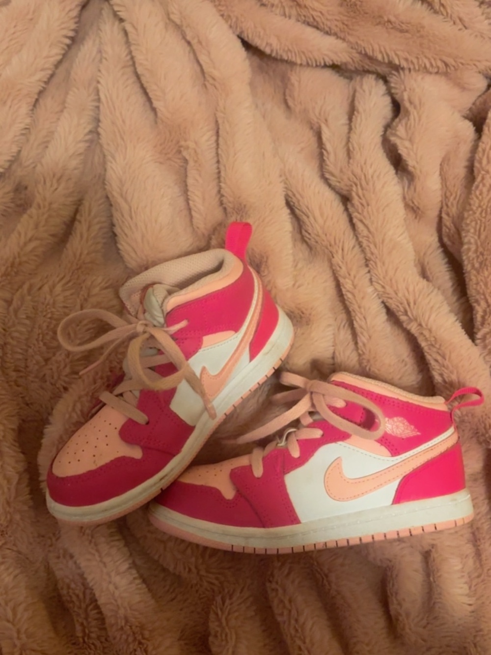 Nike Kids High-Top Sneakers in Pink and Peach